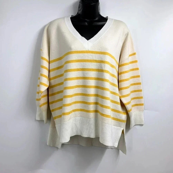 Philosophy Women's Striped V Neck Long Sleeve Pullover Sweater Size 1X NWT - Picture 1 of 14
